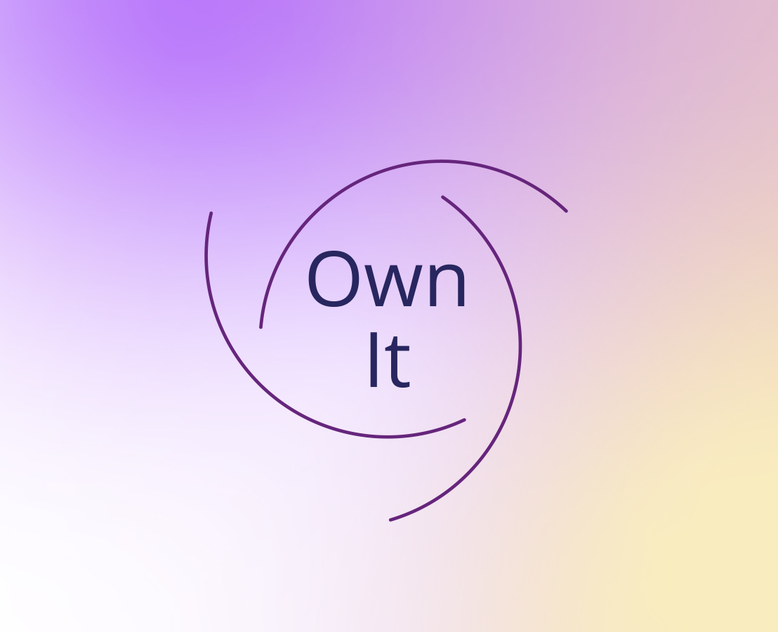 Viatris value 'Own It' with purple gradient background, promoting accountability and courage in healthcare.